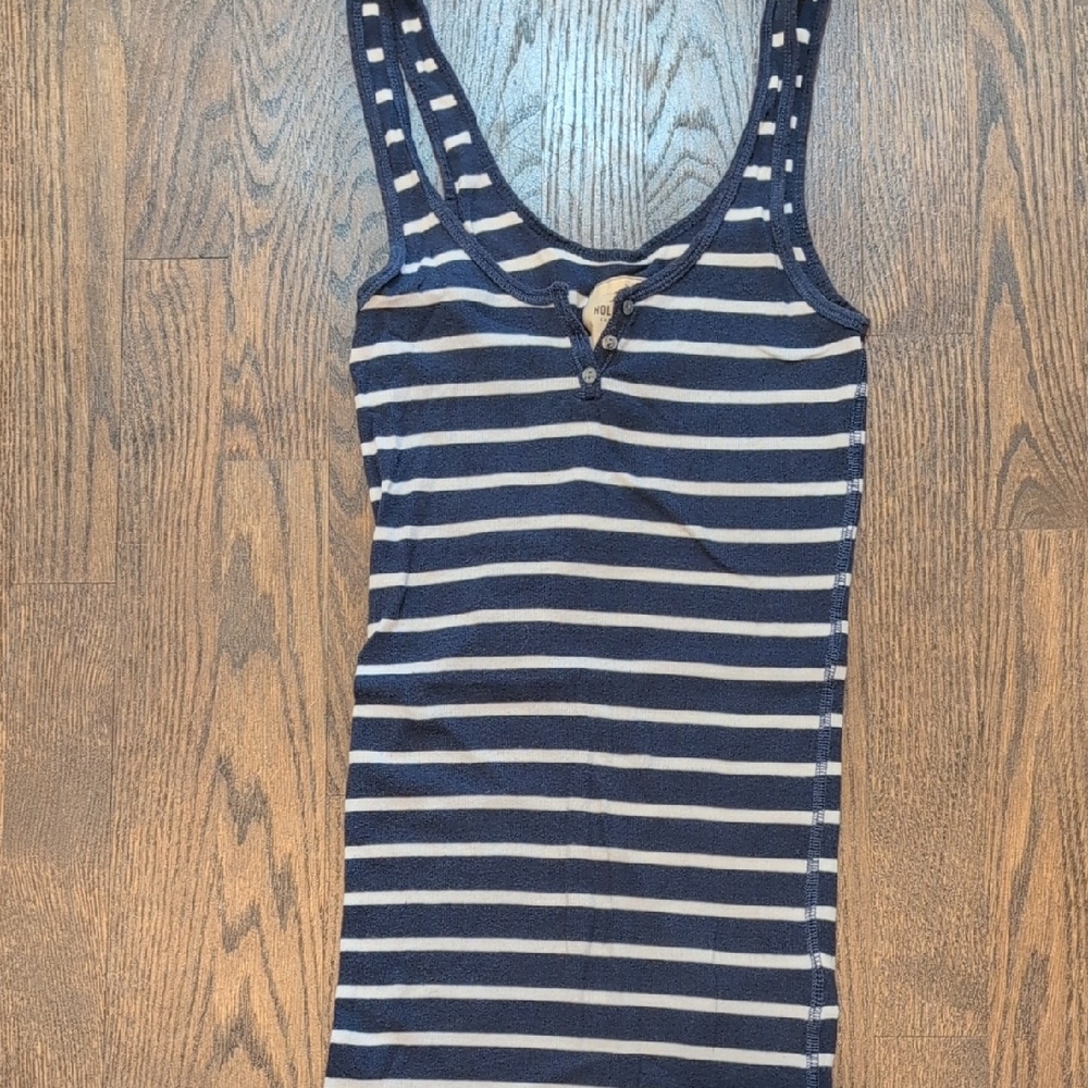 Navy and White Striped Tank Top